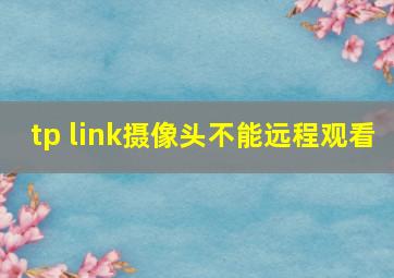 tp link摄像头不能远程观看